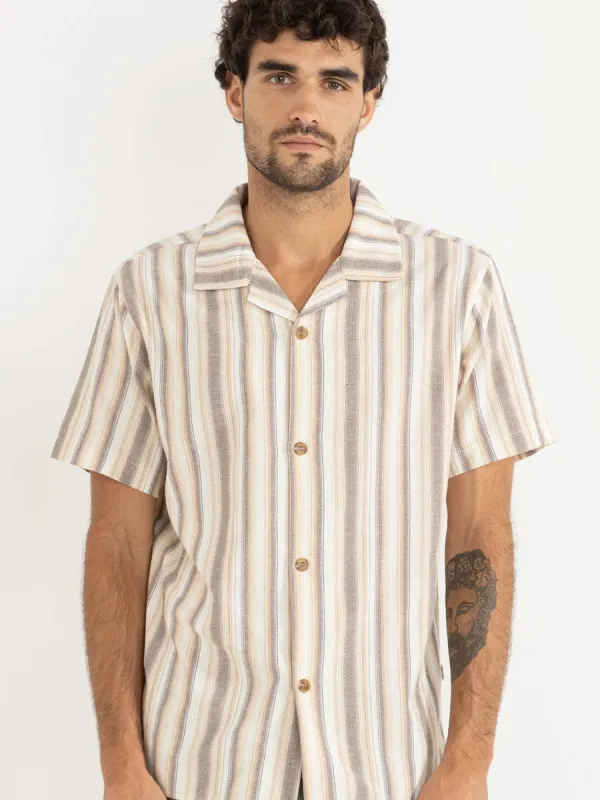 RHYTHM VACATION STRIPE SHORT-SLEEVE SHIRT - TOBACCO sold by OAK