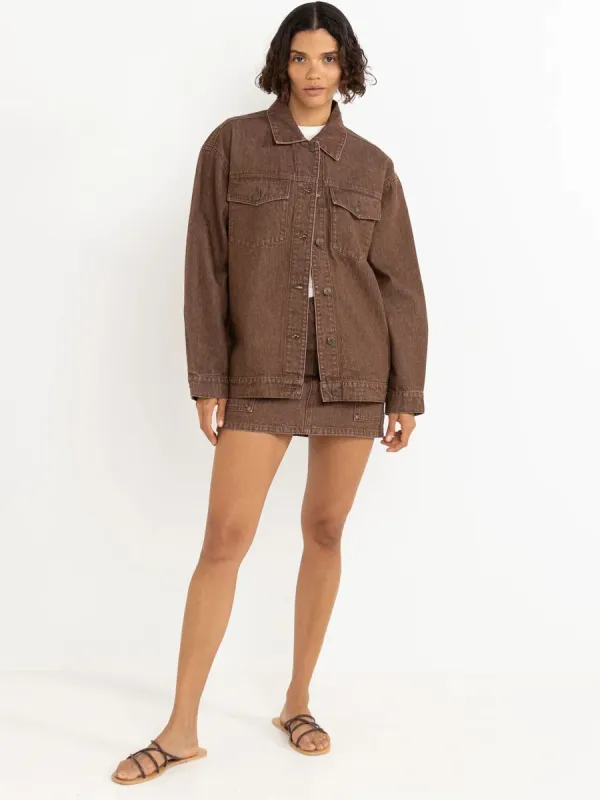 OVERSIZED DENIM JACKET - DARK BROWN sold by OAK