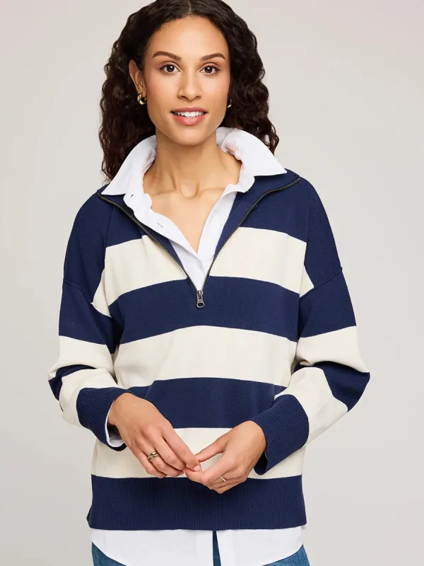 IDRIS SWEATER - NAVY STRIPE sold by OAK