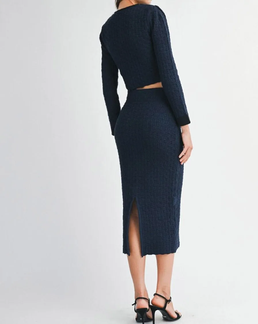 KNITTED MIDI SKIRT - NAVY sold by OAK product image thumbnail 2