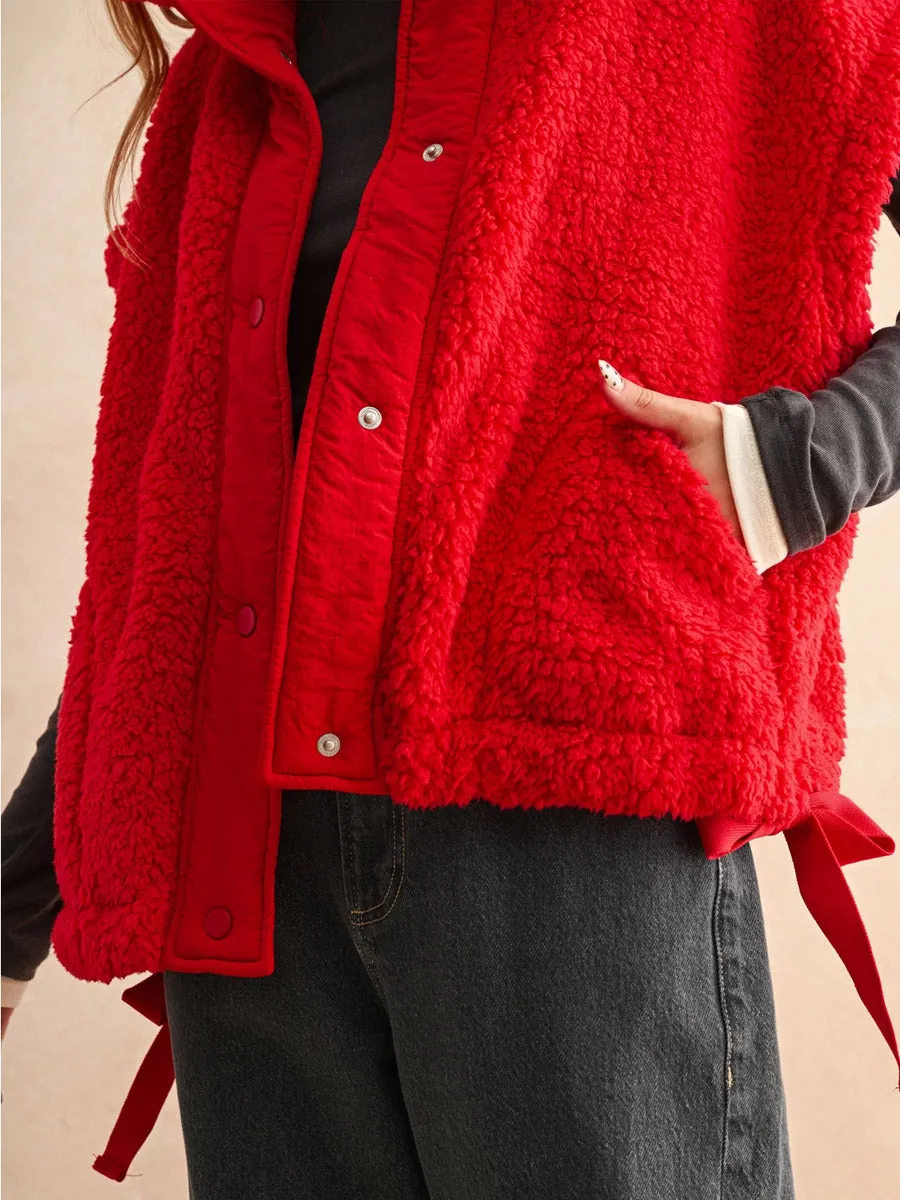 TEDDY FABRIC UTILITY VEST JACKET - RACING RED sold by OAK product image thumbnail 4