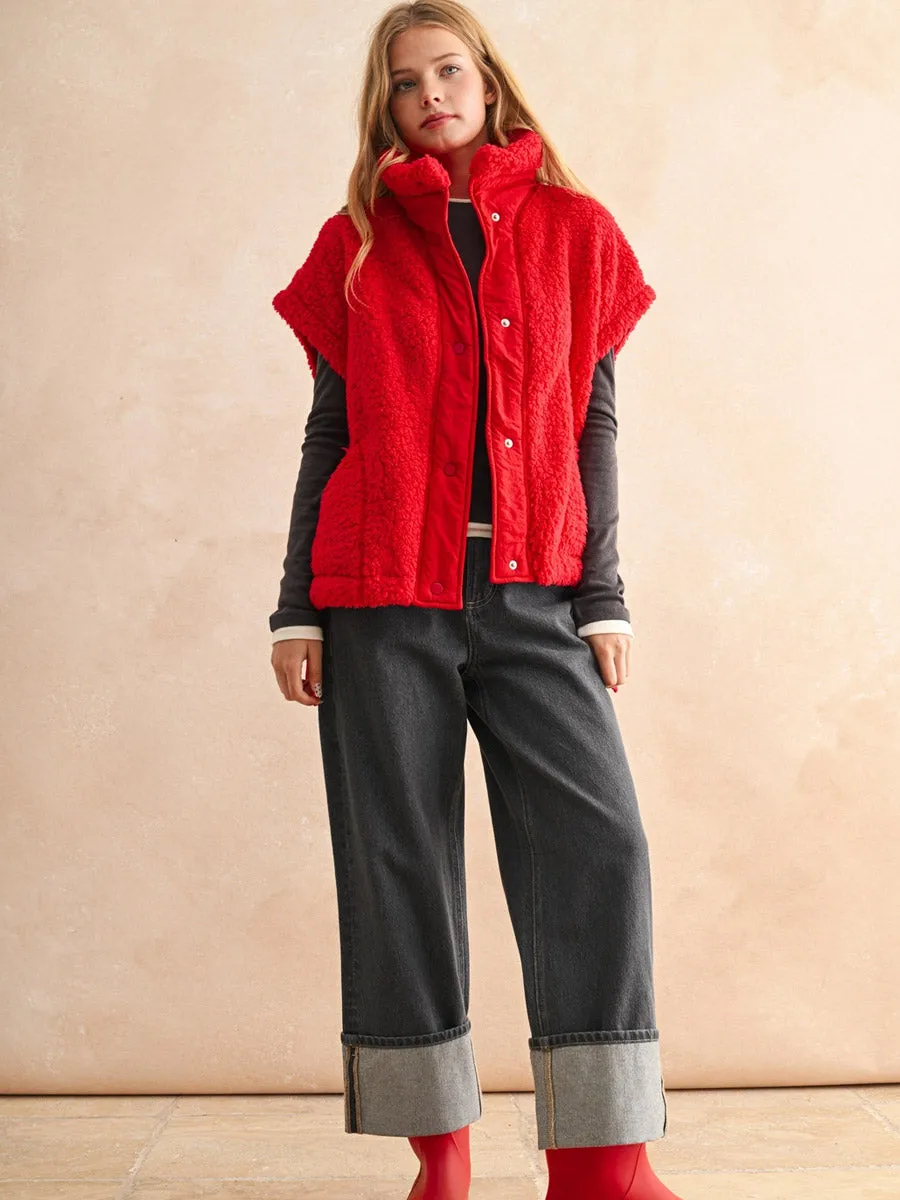 TEDDY FABRIC UTILITY VEST JACKET - RACING RED sold by OAK product image thumbnail 5