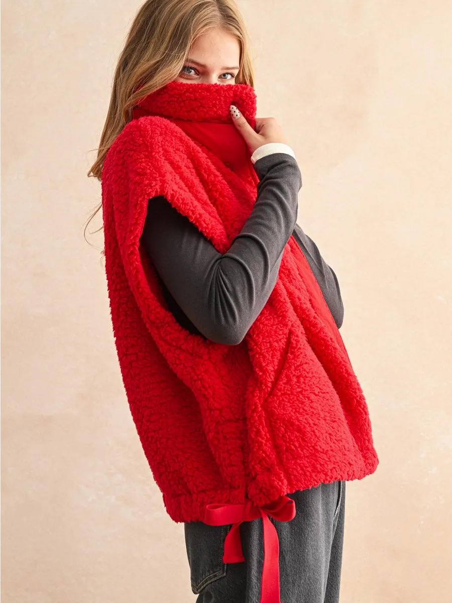 TEDDY FABRIC UTILITY VEST JACKET - RACING RED sold by OAK product image thumbnail 3