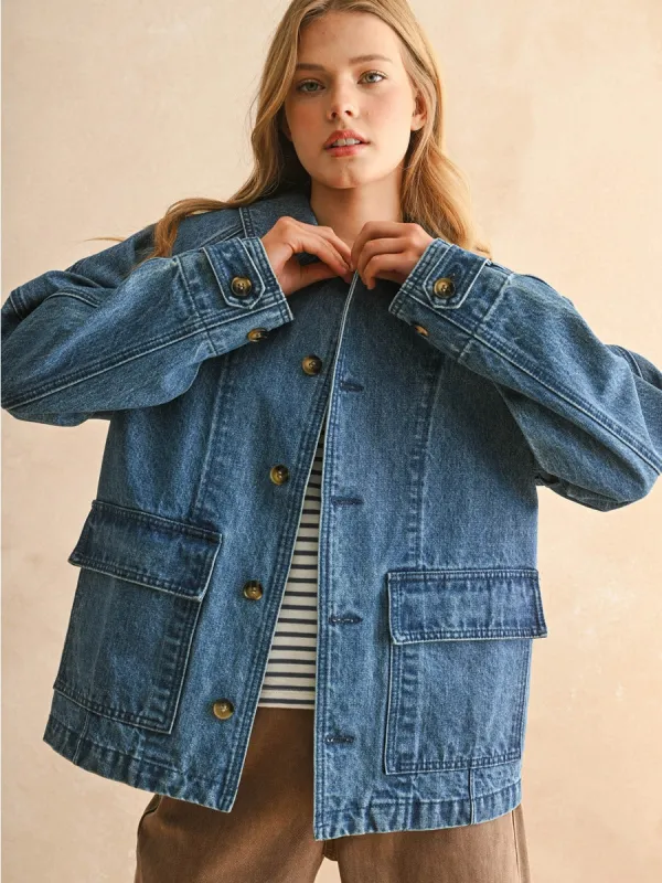 DENIM CASUAL CHORE COAT sold by OAK