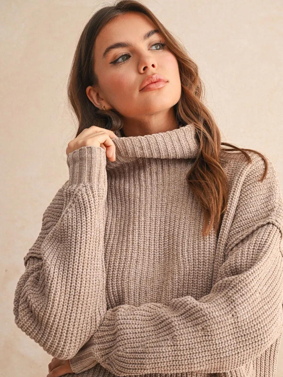 CHENILLE HIGH NECK SWEATER - SAND sold by OAK product image thumbnail 3