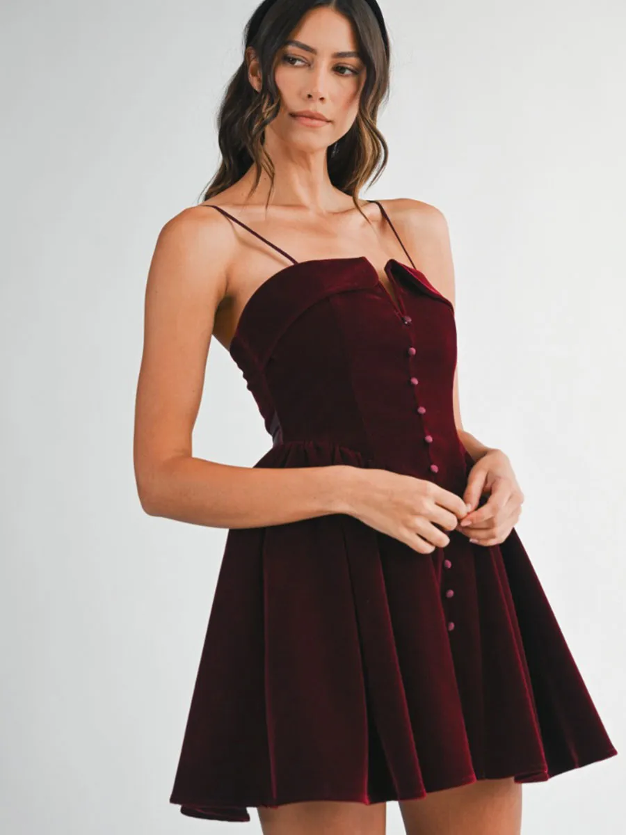 VELVET BUSTIER MINI DRESS - WINE sold by OAK product image thumbnail 3
