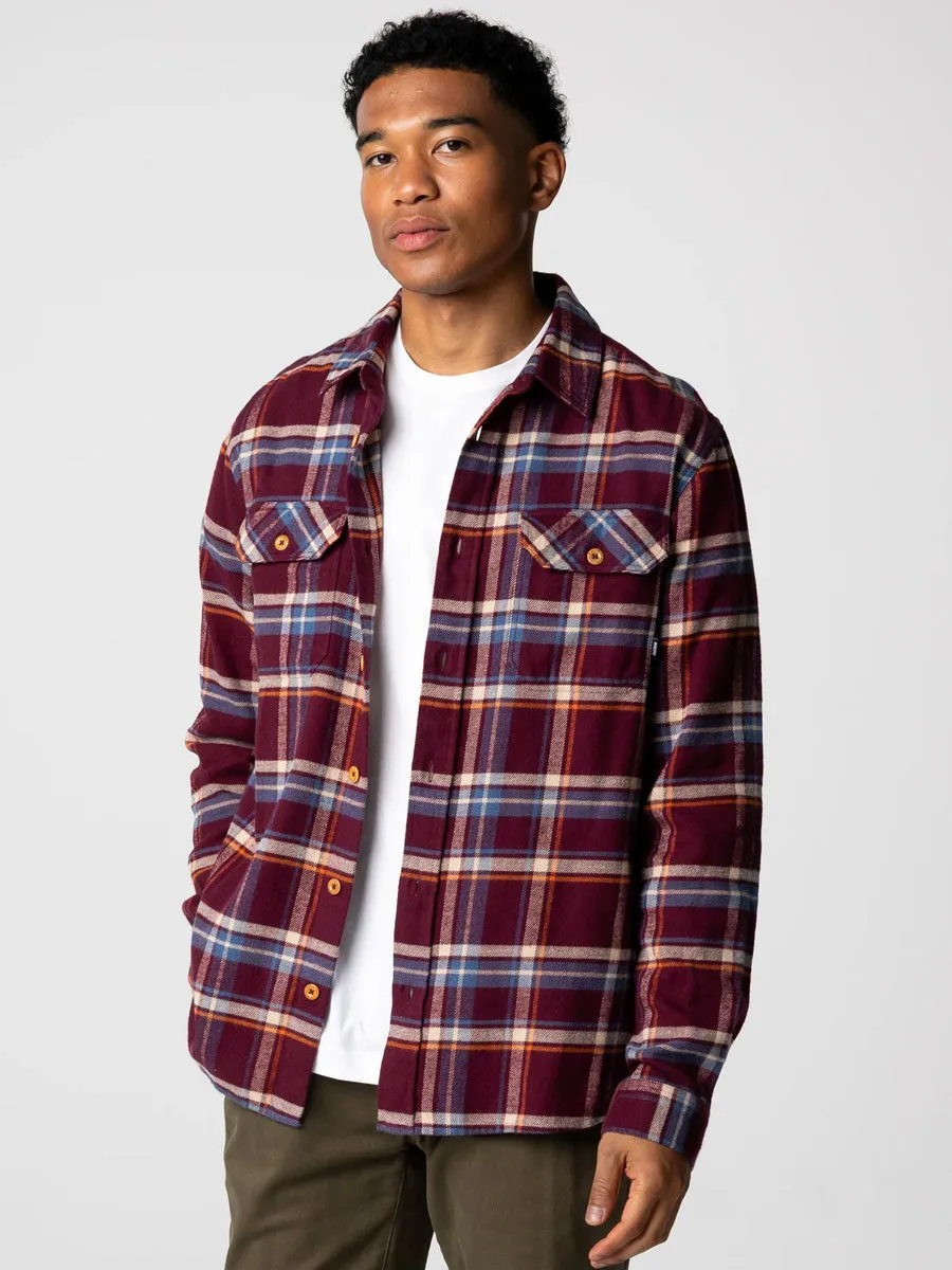 FINISTERRE BEARDSMORE SHIRT - PLUM CHECK sold by OAK