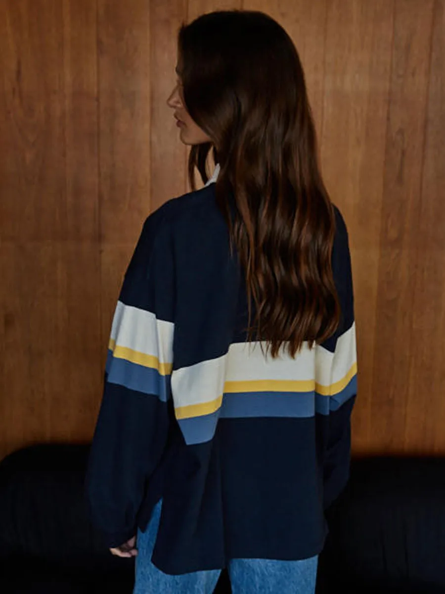 POLO COLLARED COLOUR BLOCK SHIRT - NAVY sold by OAK product image thumbnail 2