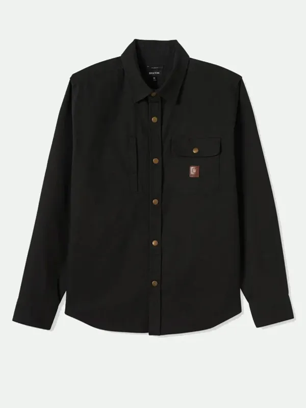 BRIXTON BUILDERS STRETCH OVERSHIRT - WASHED BLACK sold by OAK