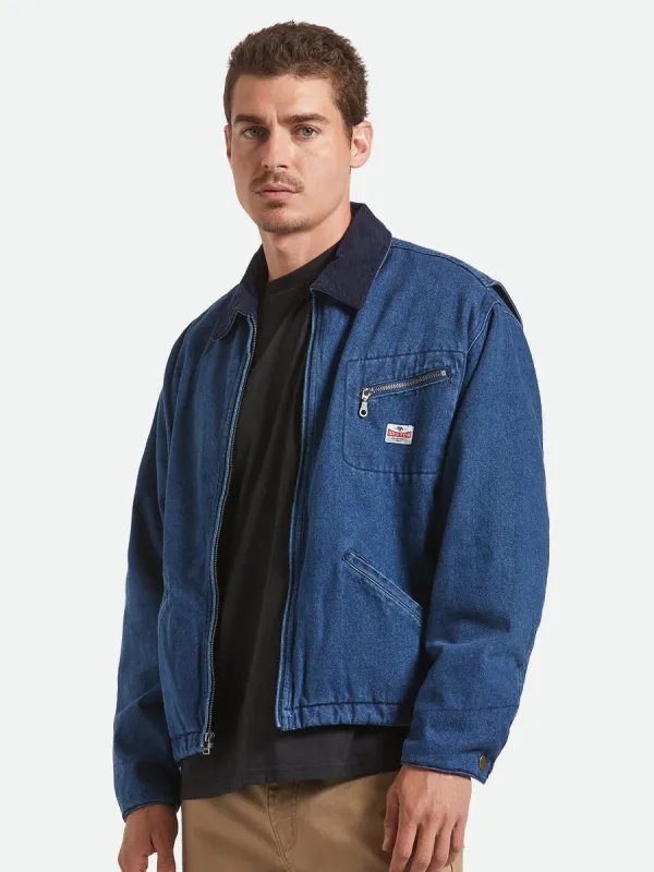 BRIXTON ALTERED THREADS LINED GARAGE JACKET - MEDIUM DENIM WASH sold by OAK