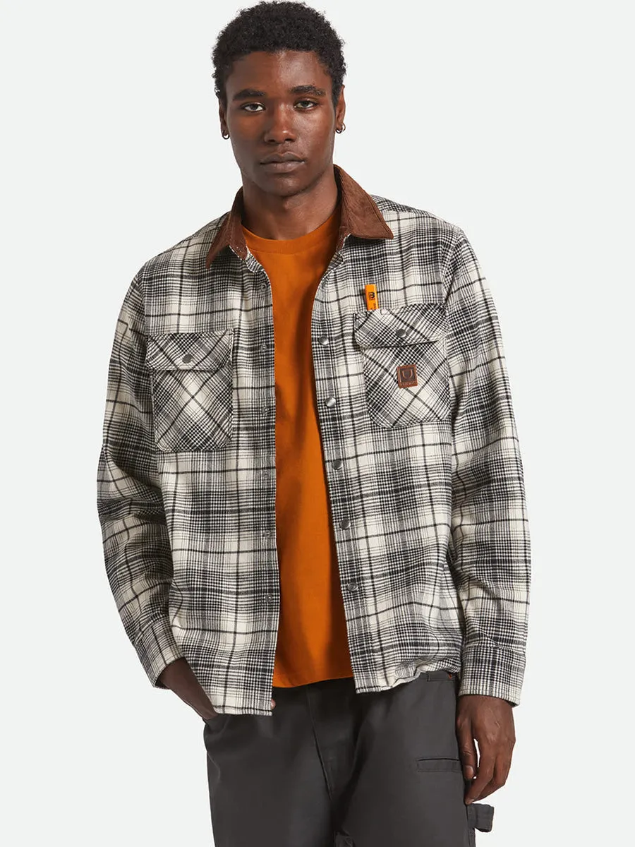 BRIXTON BUILDERS BOWERY PERF FLANNEL - OFF WHITE/BLACK sold by OAK