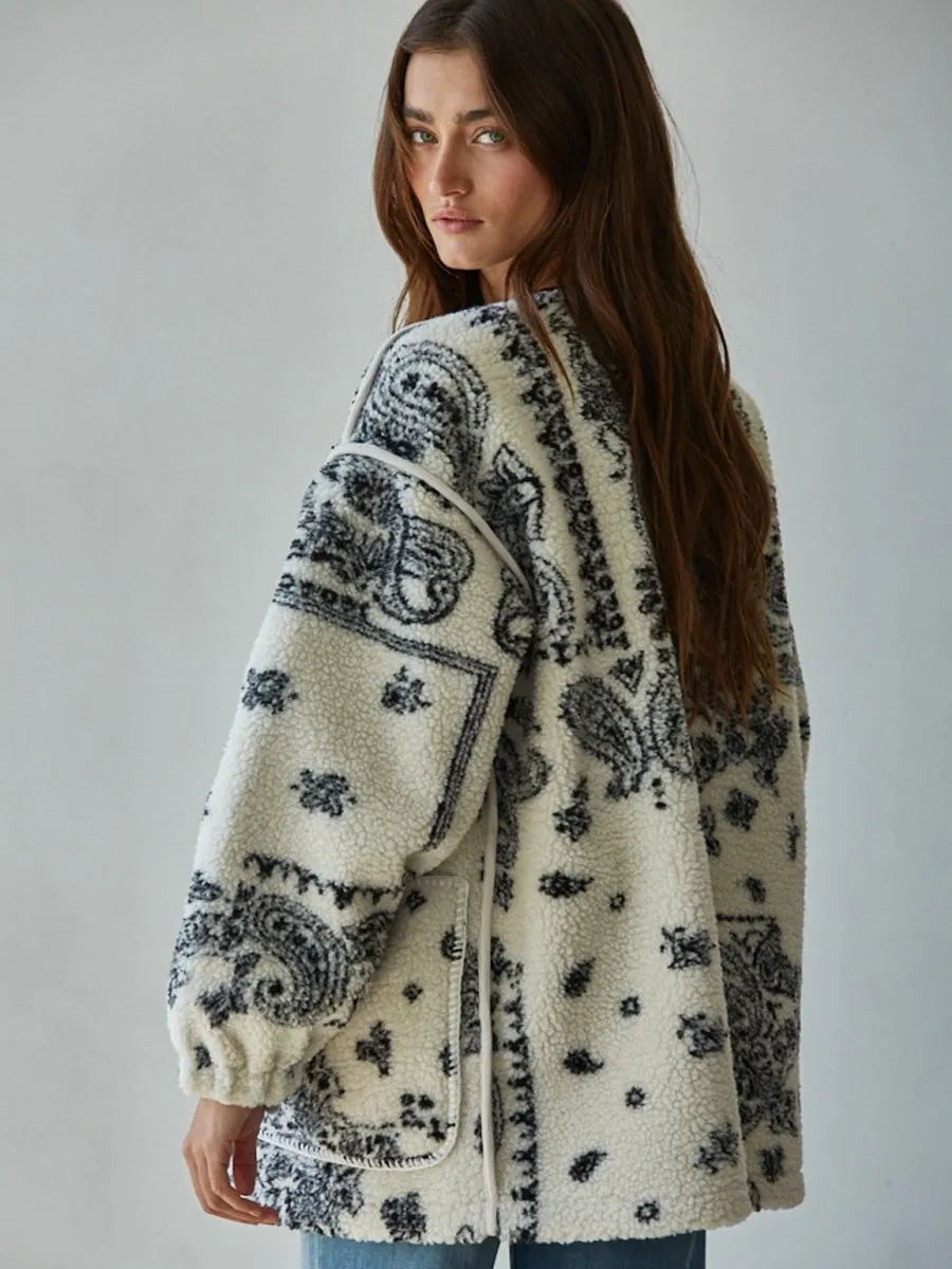 PAISLEY SHERPA FLEECE - IVORY/BLACK sold by OAK product image thumbnail 2