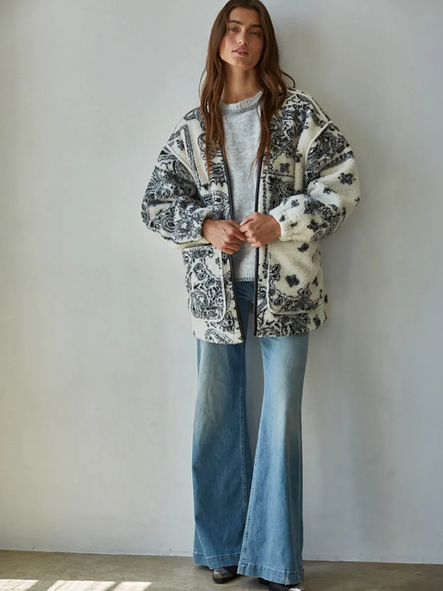 PAISLEY SHERPA FLEECE - IVORY/BLACK sold by OAK product image thumbnail 3