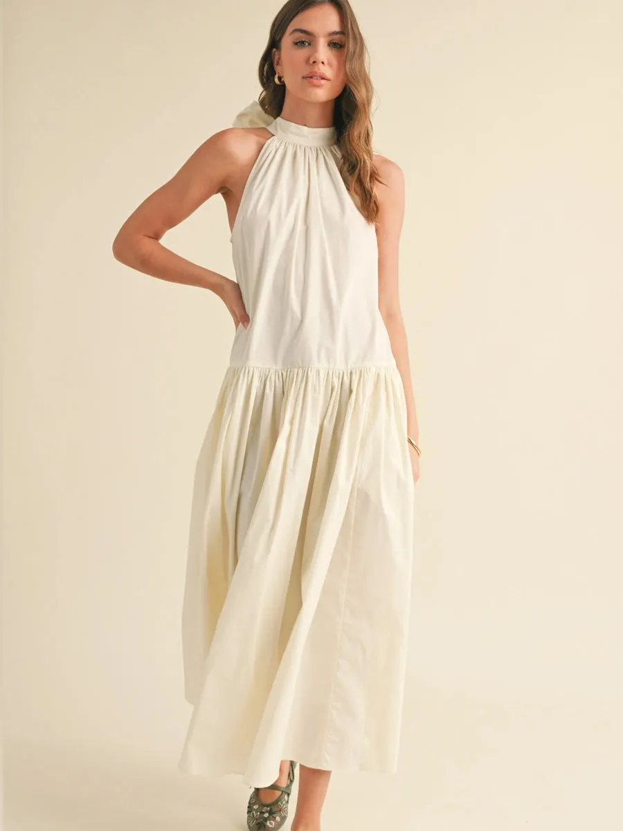 SLEEVELESS TIE BACK DRESS - WHITE sold by OAK product image thumbnail 3