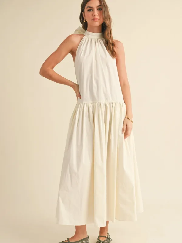 SLEEVELESS TIE BACK DRESS - WHITE sold by OAK