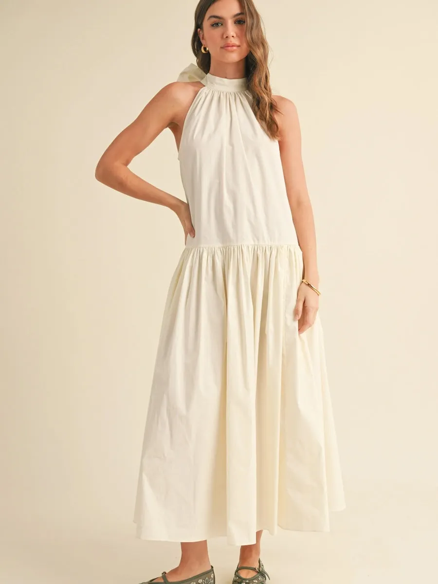 SLEEVELESS TIE BACK DRESS - WHITE sold by OAK