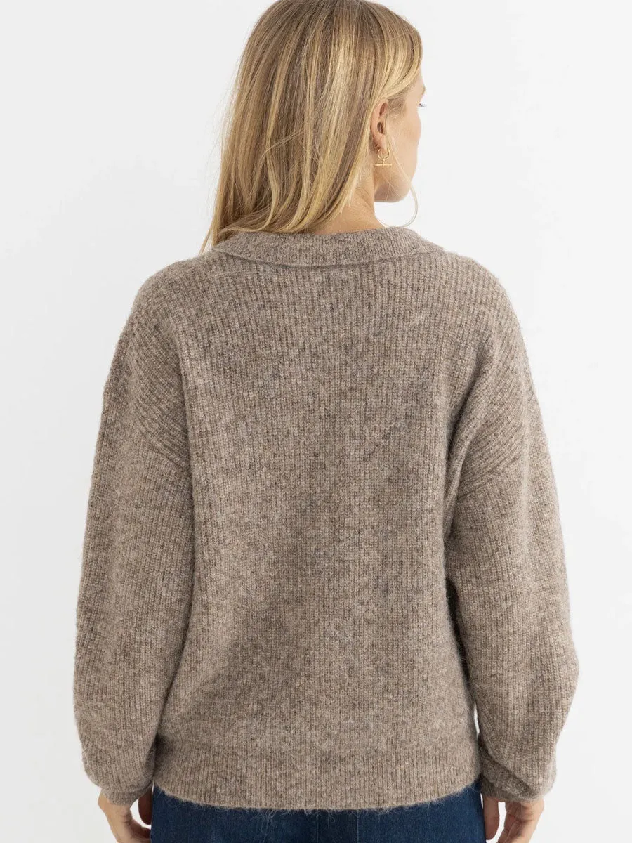 QUINN V-NECK COLLARED JUMPER - OAT sold by OAK product image thumbnail 3