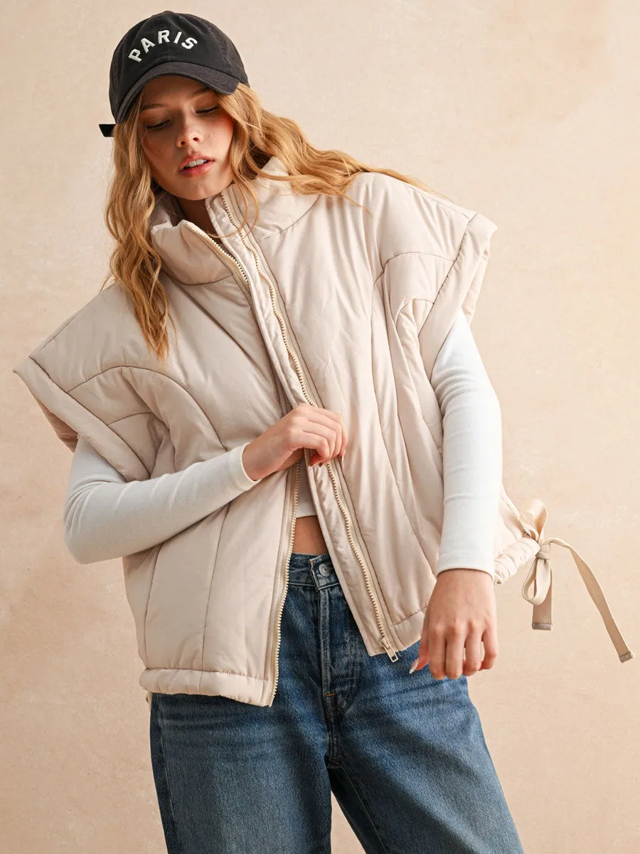OVERSIZED PUFFER VEST - ECRU sold by OAK
