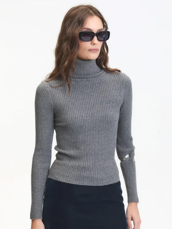 MYLO TURTLENECK SWEATER - GREY MELANGE sold by OAK