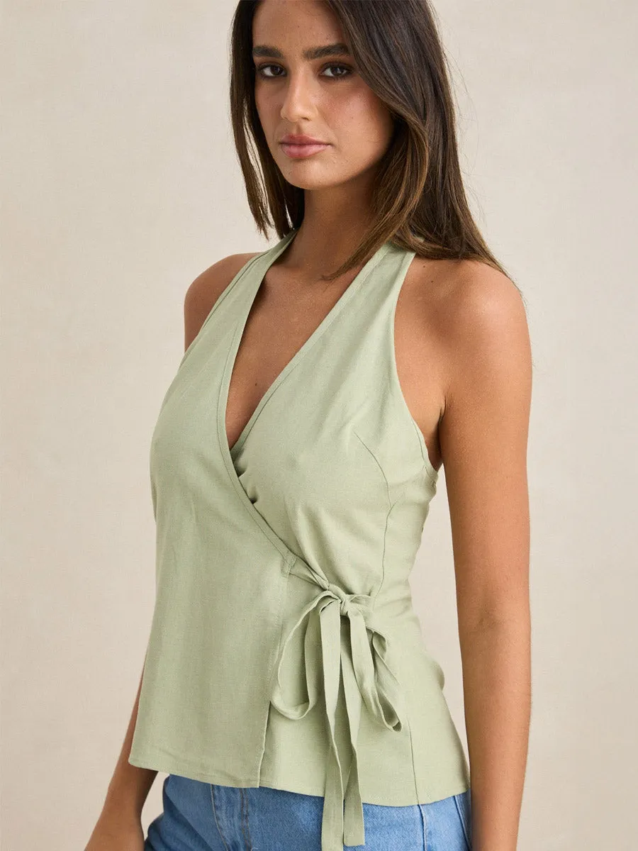RHYTHM EMI WRAP TOP - PALM sold by OAK