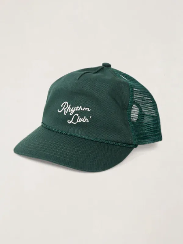 RHYTHM SCRIPT TRUCKER CAP - GREEN made by Rhythm.