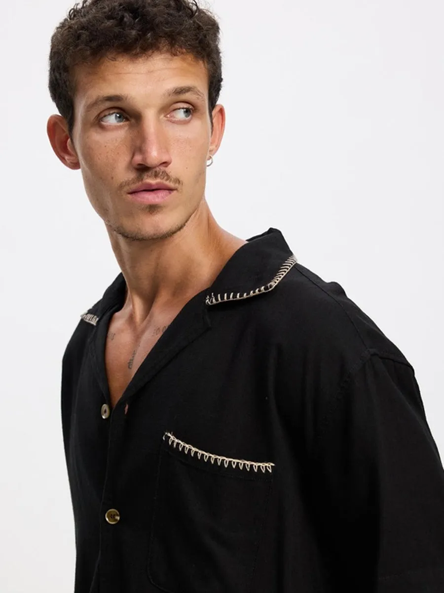 RELAXED WHIP STITCH SHORT-SLEEVE SHIRT - BLACK sold by OAK product image thumbnail 3