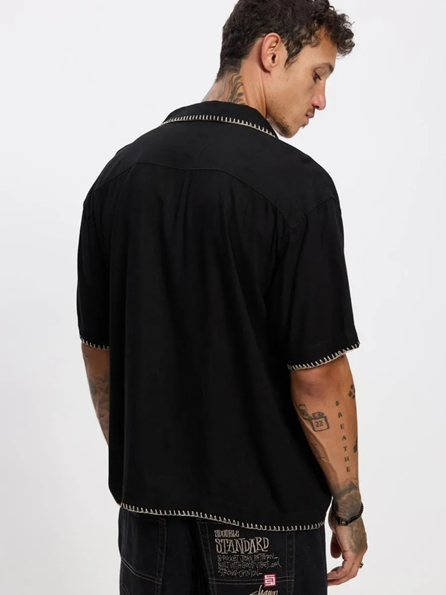 RELAXED WHIP STITCH SHORT-SLEEVE SHIRT - BLACK sold by OAK product image thumbnail 2