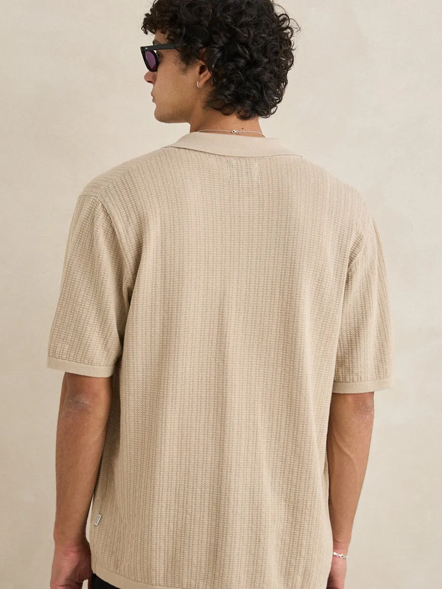 RHYTHM TEXTURED KNIT SHORT-SLEEVE SHIRT - STONE sold by OAK product image thumbnail 2