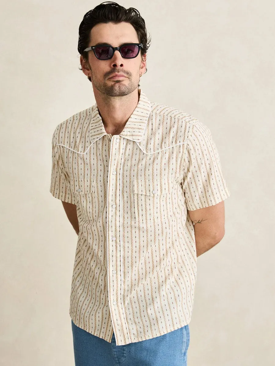 RHYTHM LONE PINE STRIPE SHORT-SLEEVE SHIRT - NATURAL sold by OAK