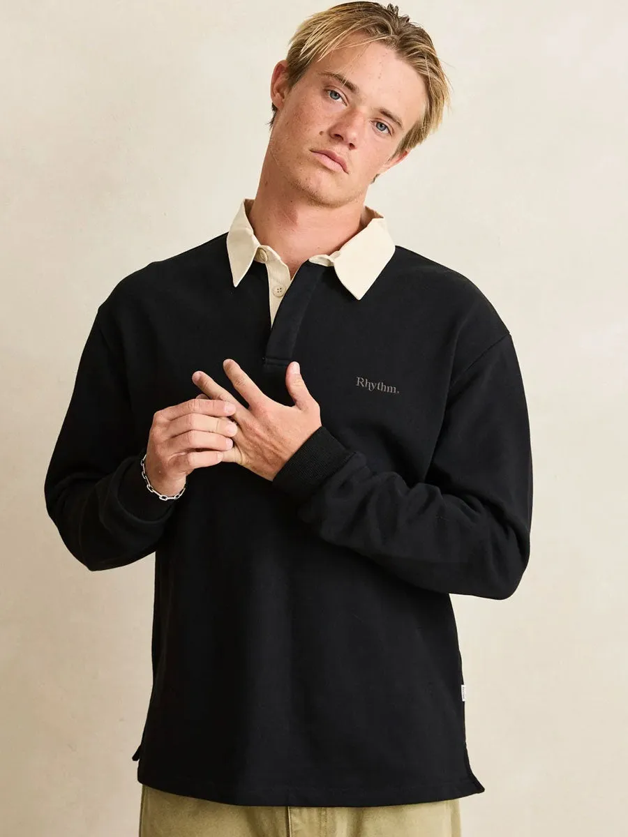 RHYTHM VINTAGE RUGBY POLO - CHARCOAL sold by OAK