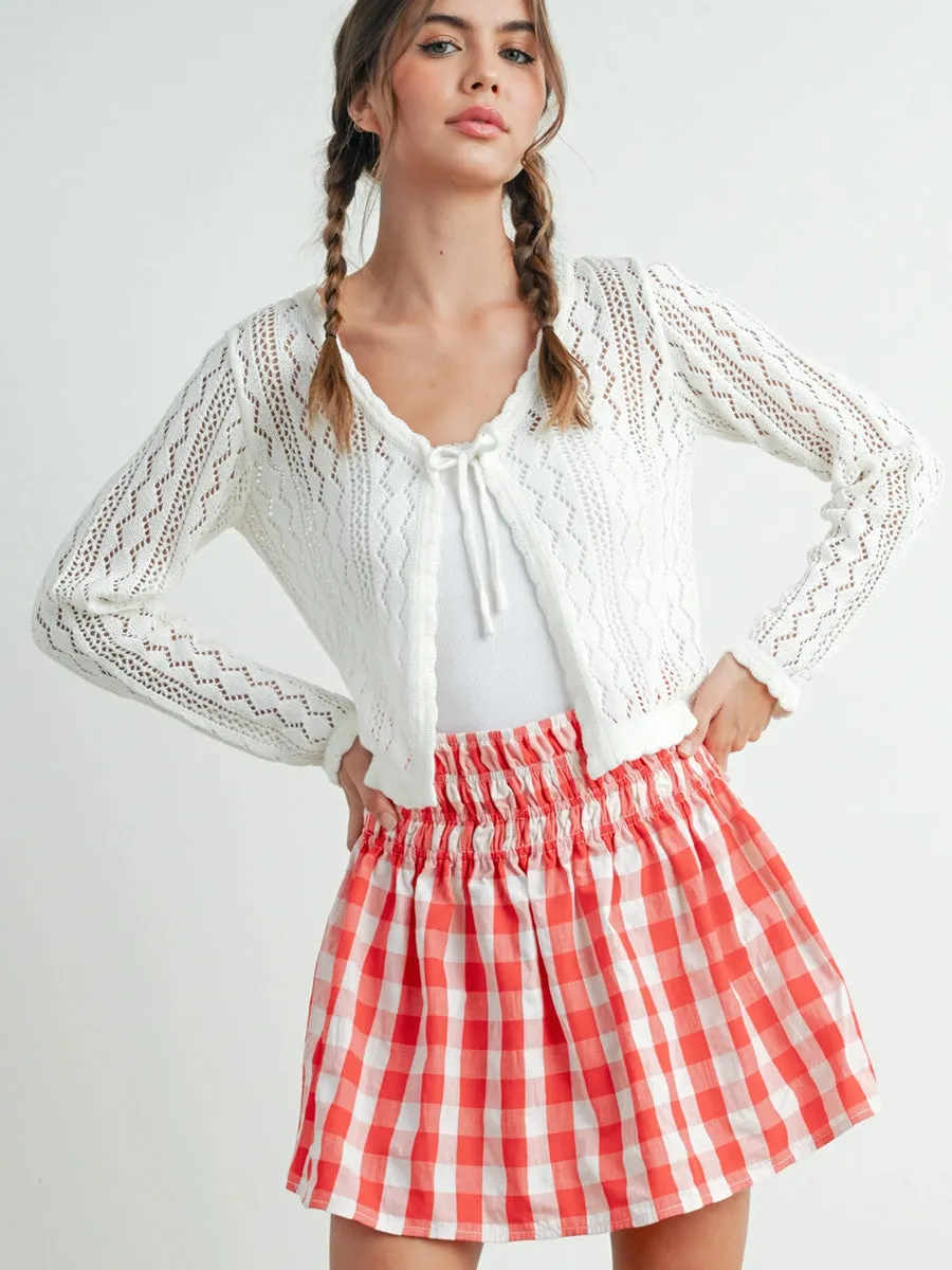 CHECKED PATTERN PLAID SKIRT - RED IVORY sold by OAK product image thumbnail 5