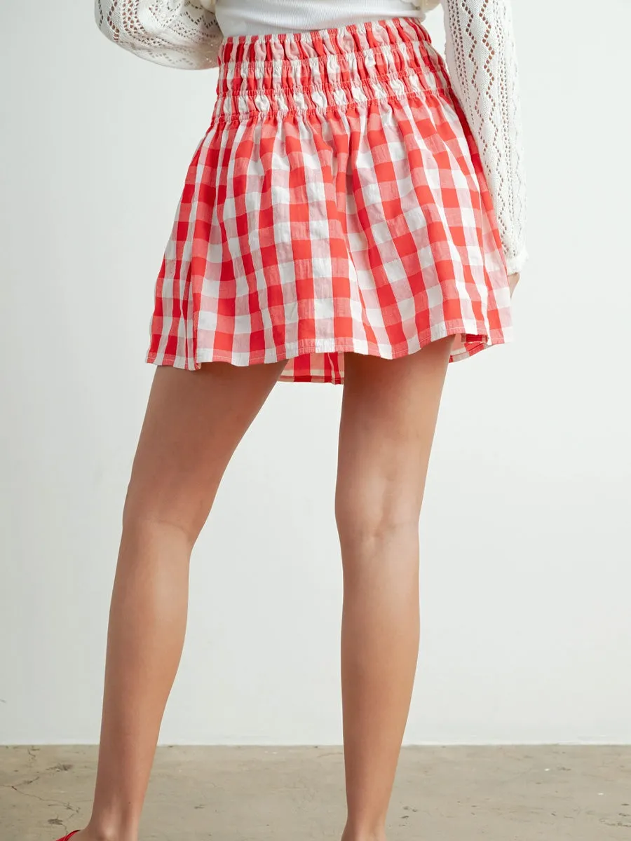 CHECKED PATTERN PLAID SKIRT - RED IVORY sold by OAK product image thumbnail 2