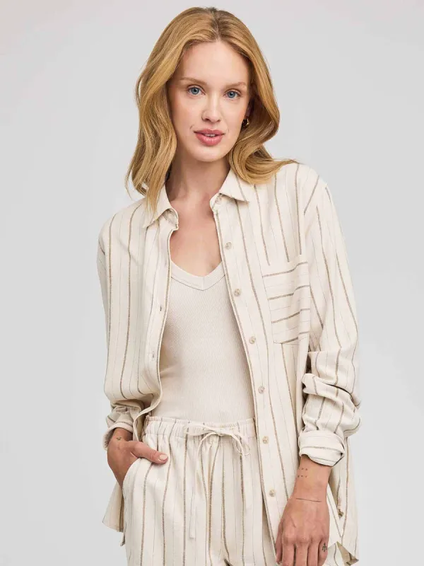 GENTLE FAWN PORTIA LONG-SLEEVE TOP - LINEN STRIPE made by Gentle Fawn
