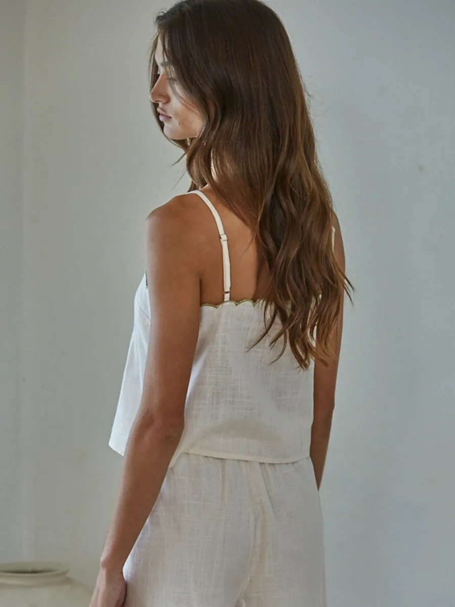 WOVEN EMBROIDERED SLEEVELESS TOP - NATURAL sold by OAK product image thumbnail 2