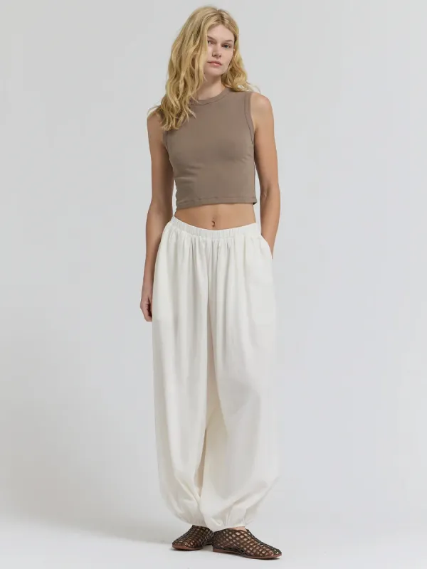 FULL HAREM LINEN PANTS - OFF WHITE sold by OAK