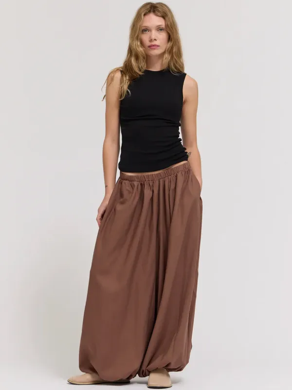 FULL HAREM LINEN PANTS - TOBACCO sold by OAK