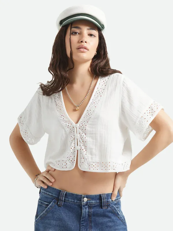 BRIXTON SEASIDE EYELET TOP - OFF WHITE made by Brixton