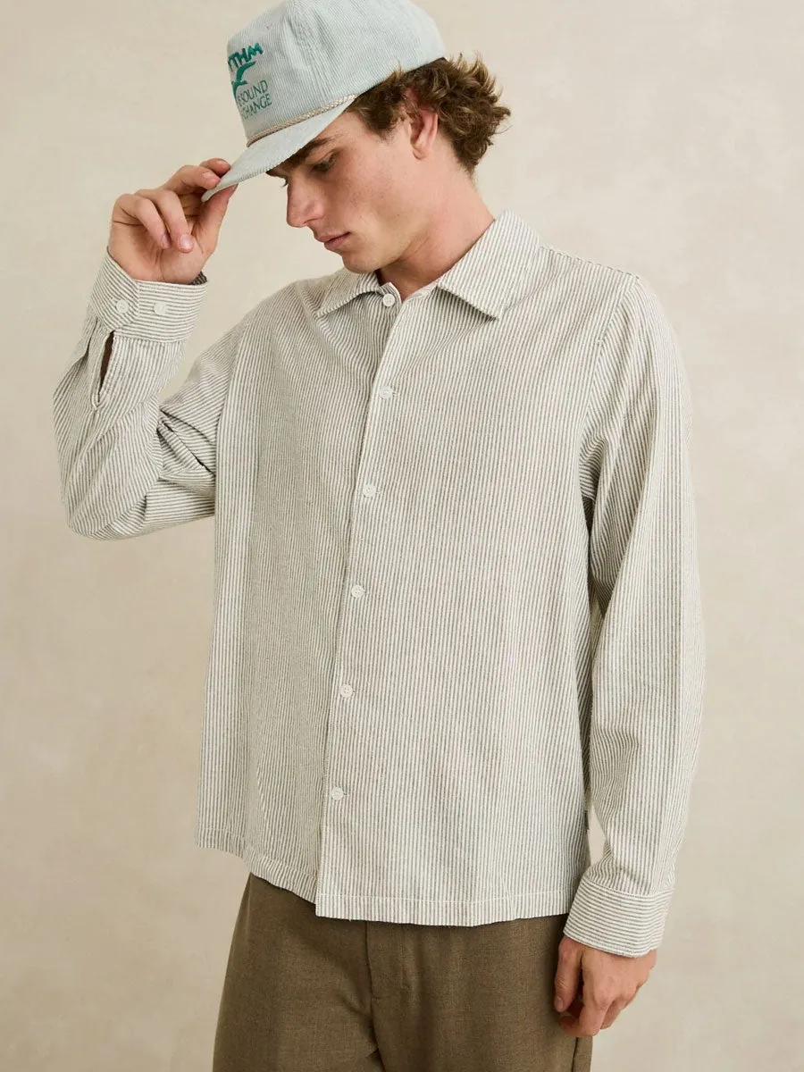 RHYTHM BANK STRIPE LONG-SLEEVE SHIRT - OLIVE sold by OAK product image thumbnail 3