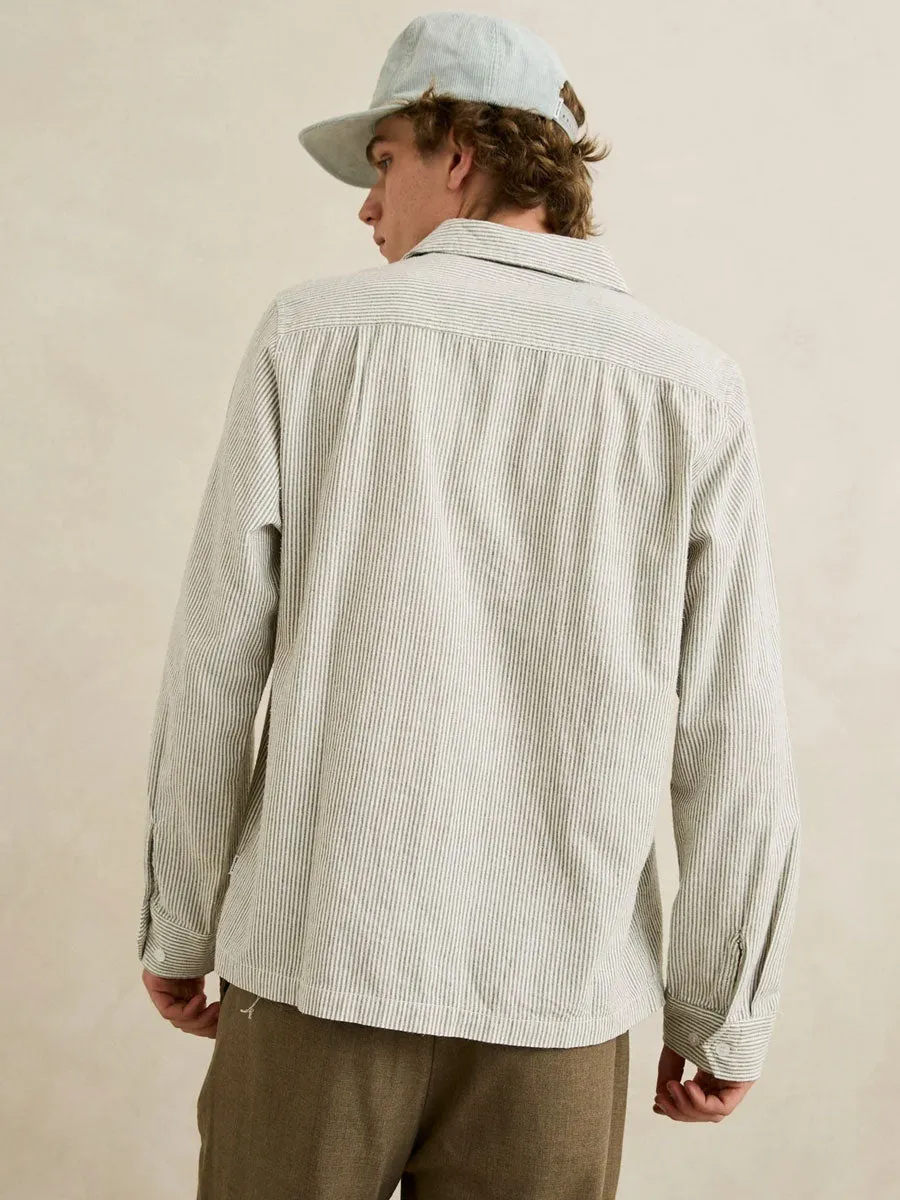RHYTHM BANK STRIPE LONG-SLEEVE SHIRT - OLIVE sold by OAK product image thumbnail 2