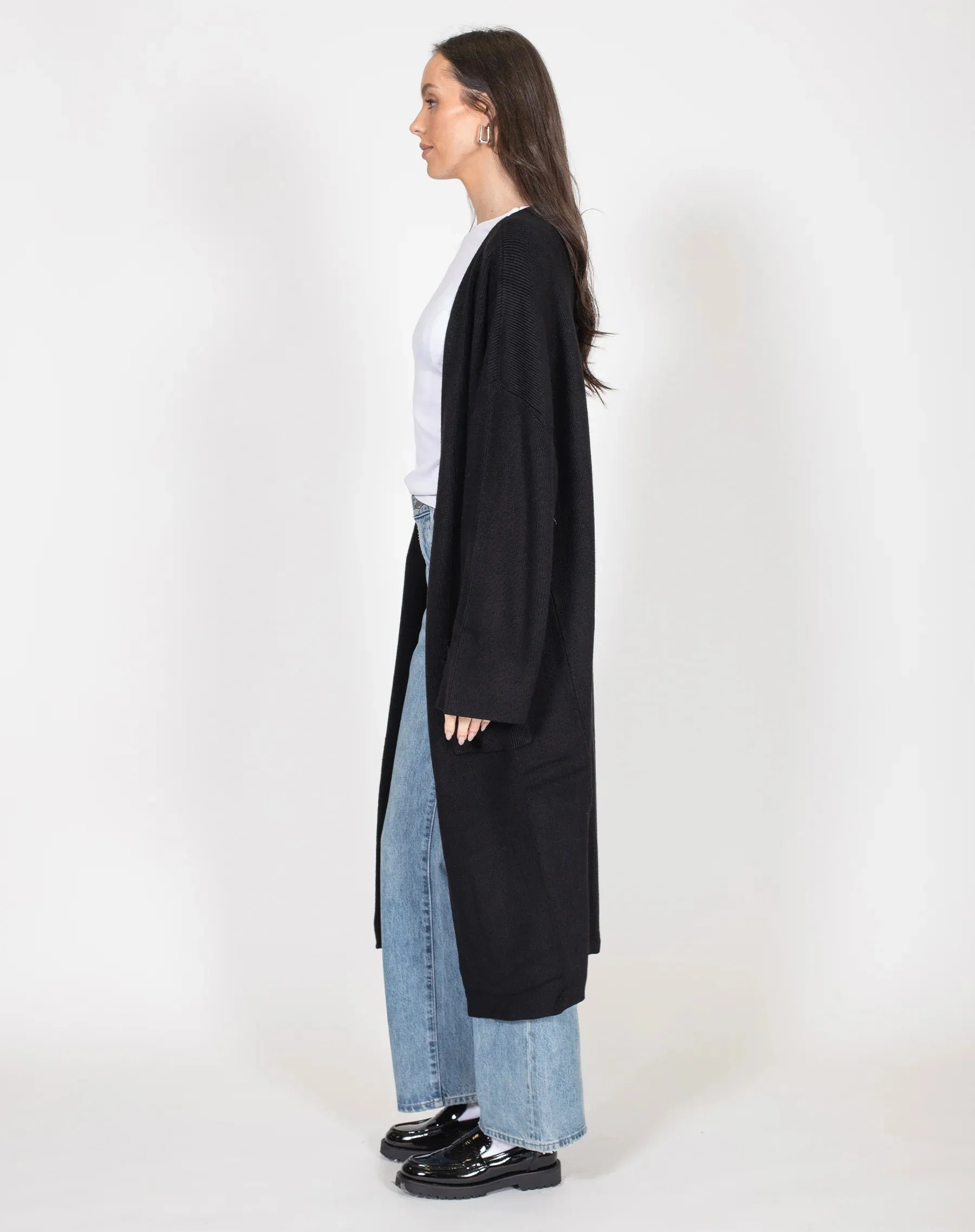 BRUNETTE THE LABEL MATILDA RIB KNIT OVERSIZED MAXI CARDIGAN - BLACK sold by OAK product image thumbnail 2