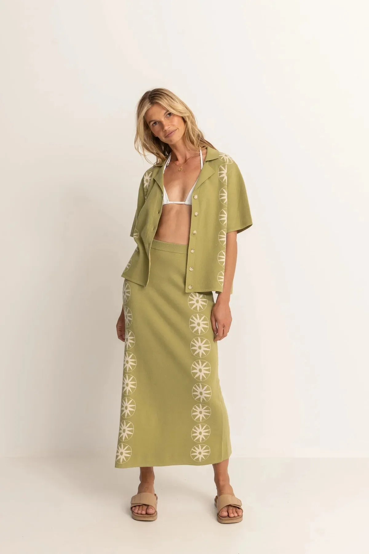 RHYTHM HORIZON KNIT MIDI SKIRT - PALM sold by OAK product image thumbnail 3