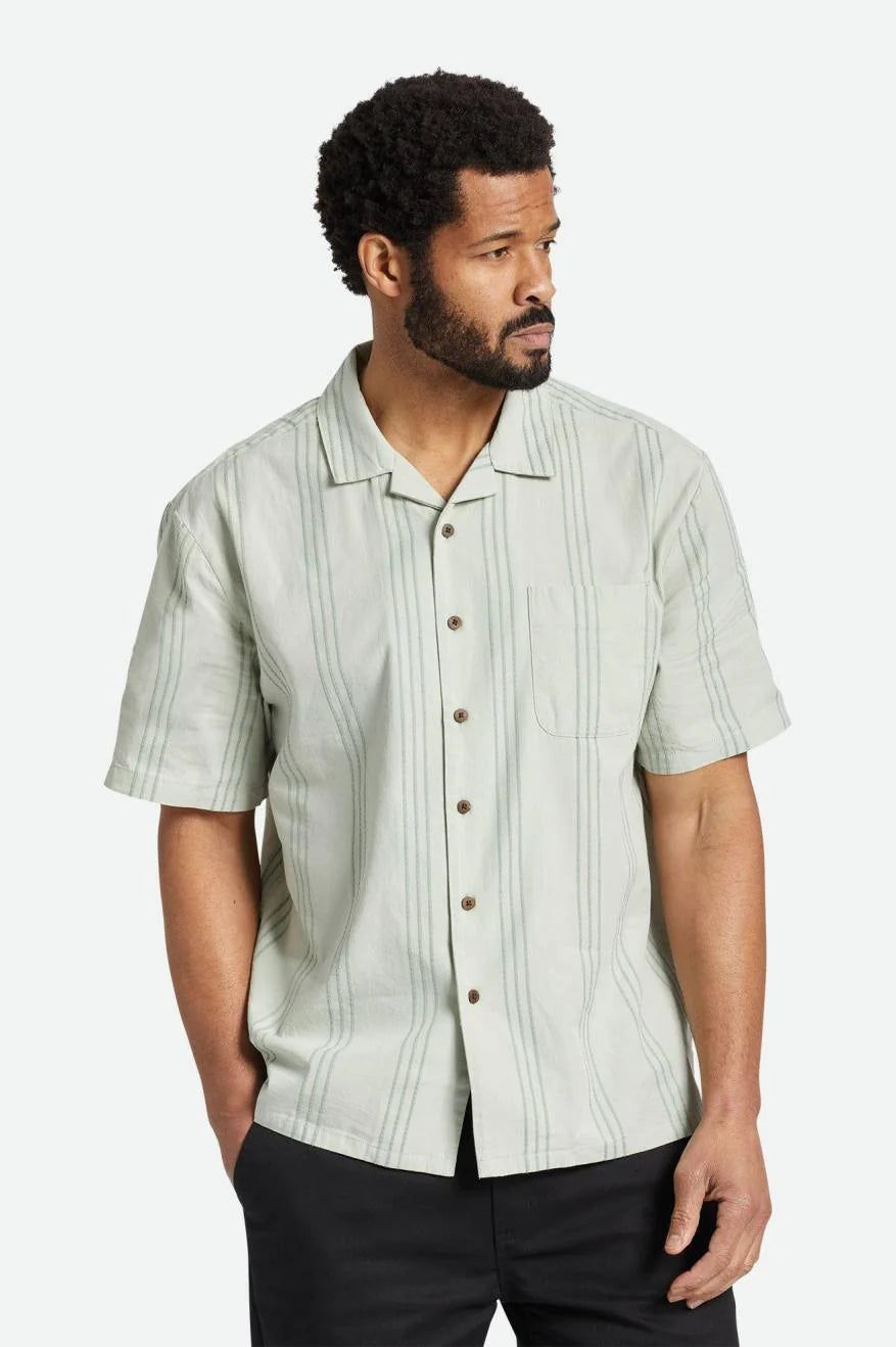 BRIXTON BUNKER RESERVE COOL WEIGHT S/S WOVEN SHIRT - MINERAL GREY sold by OAK product image thumbnail 2