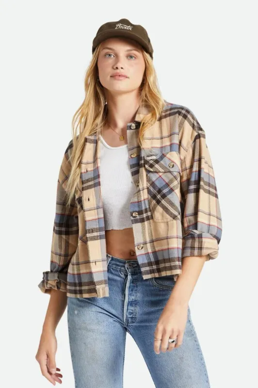 BRIXTON BOWERY WOMENS L/S FLANNEL - SESAME/FLINT BLUE sold by OAK
