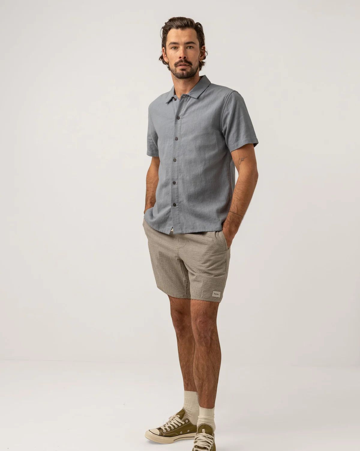 RHYTHM SEERSUCKER STRIPE JAM SHORTS - SAGE sold by OAK