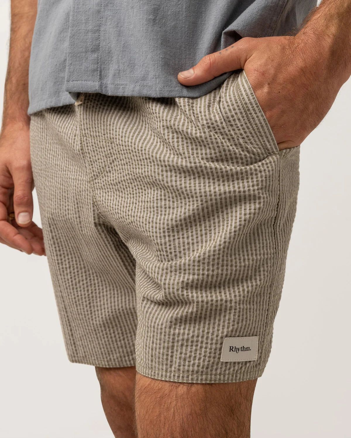 RHYTHM SEERSUCKER STRIPE JAM SHORTS - SAGE sold by OAK product image thumbnail 4