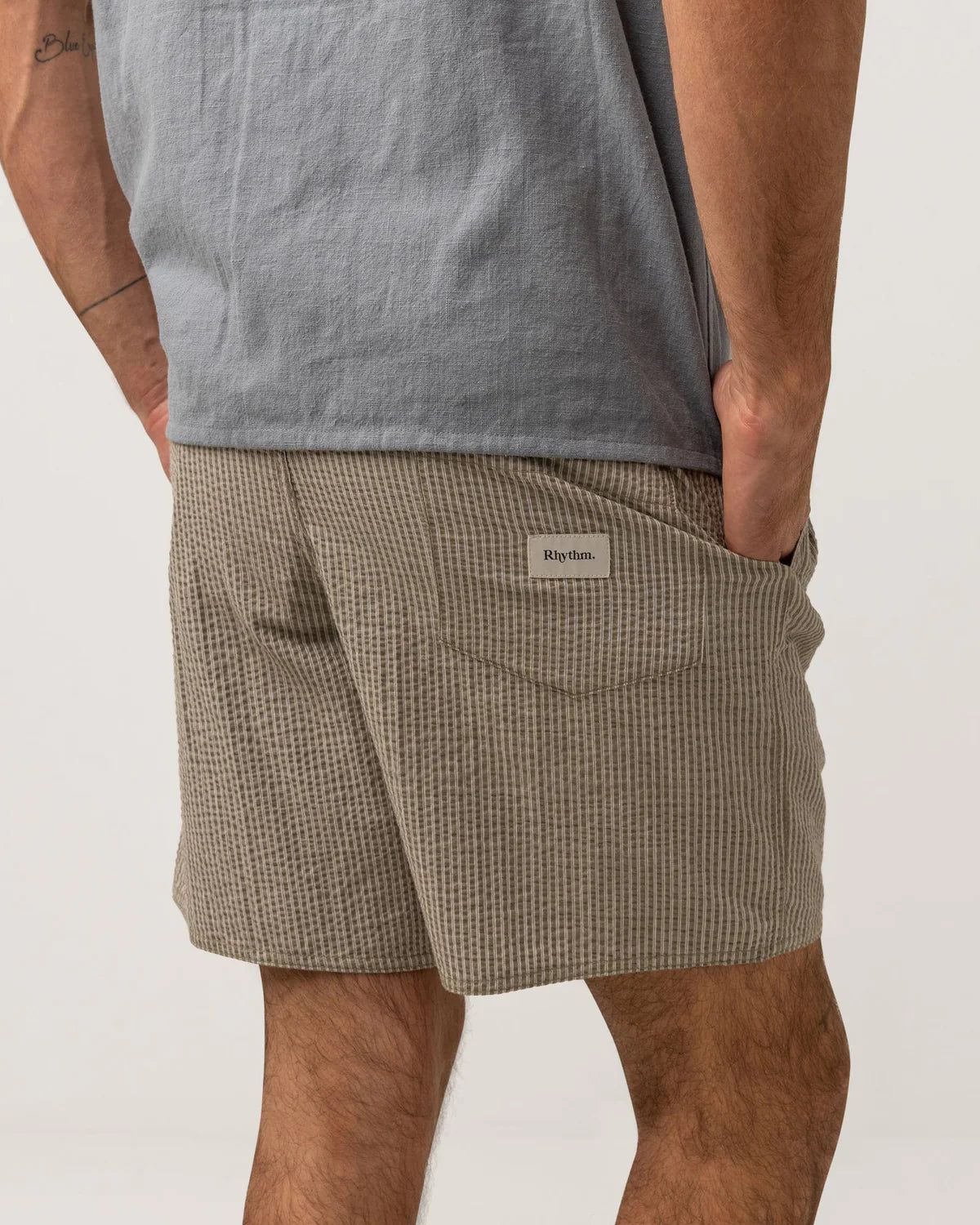 RHYTHM SEERSUCKER STRIPE JAM SHORTS - SAGE sold by OAK product image thumbnail 3
