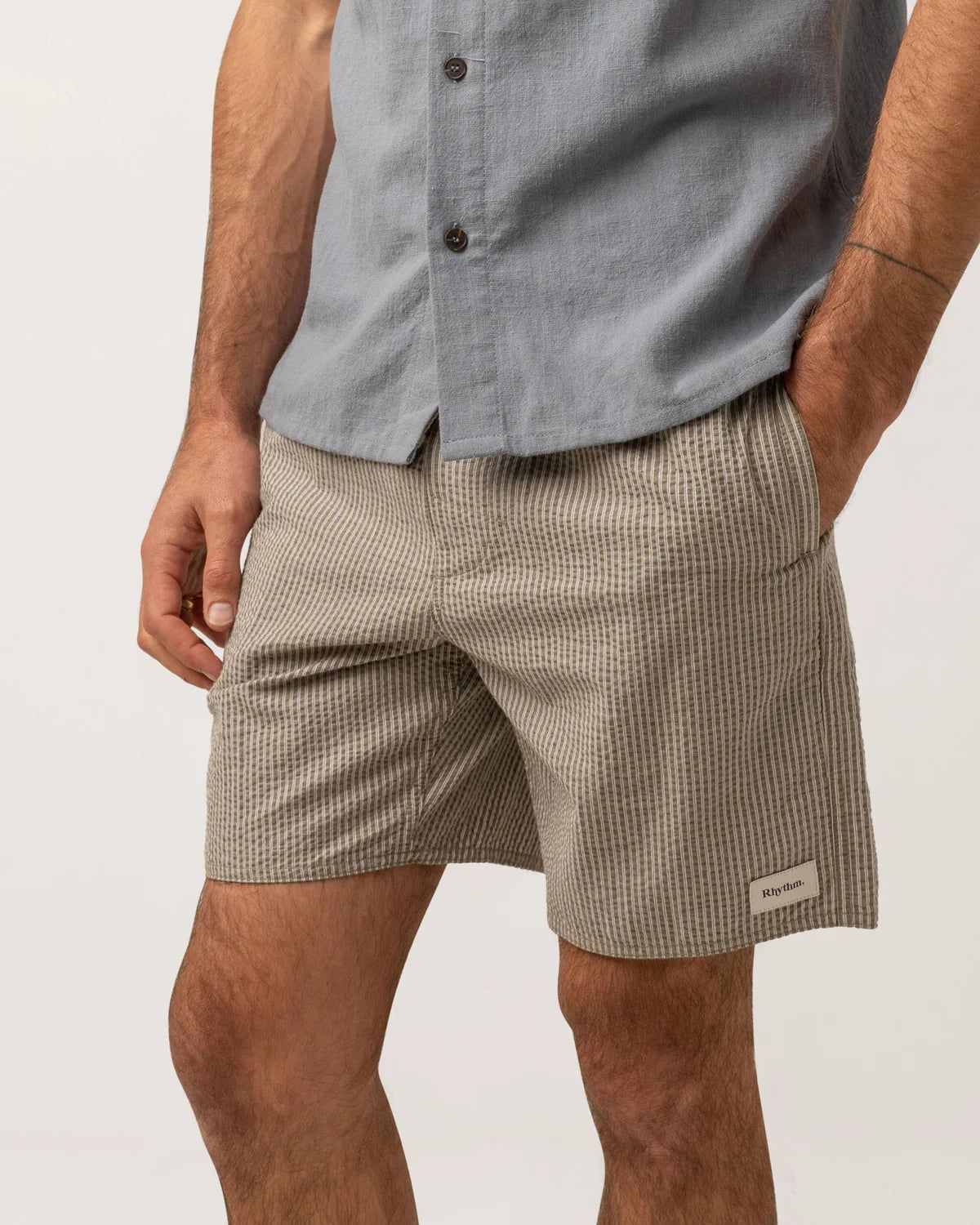 RHYTHM SEERSUCKER STRIPE JAM SHORTS - SAGE sold by OAK product image thumbnail 2