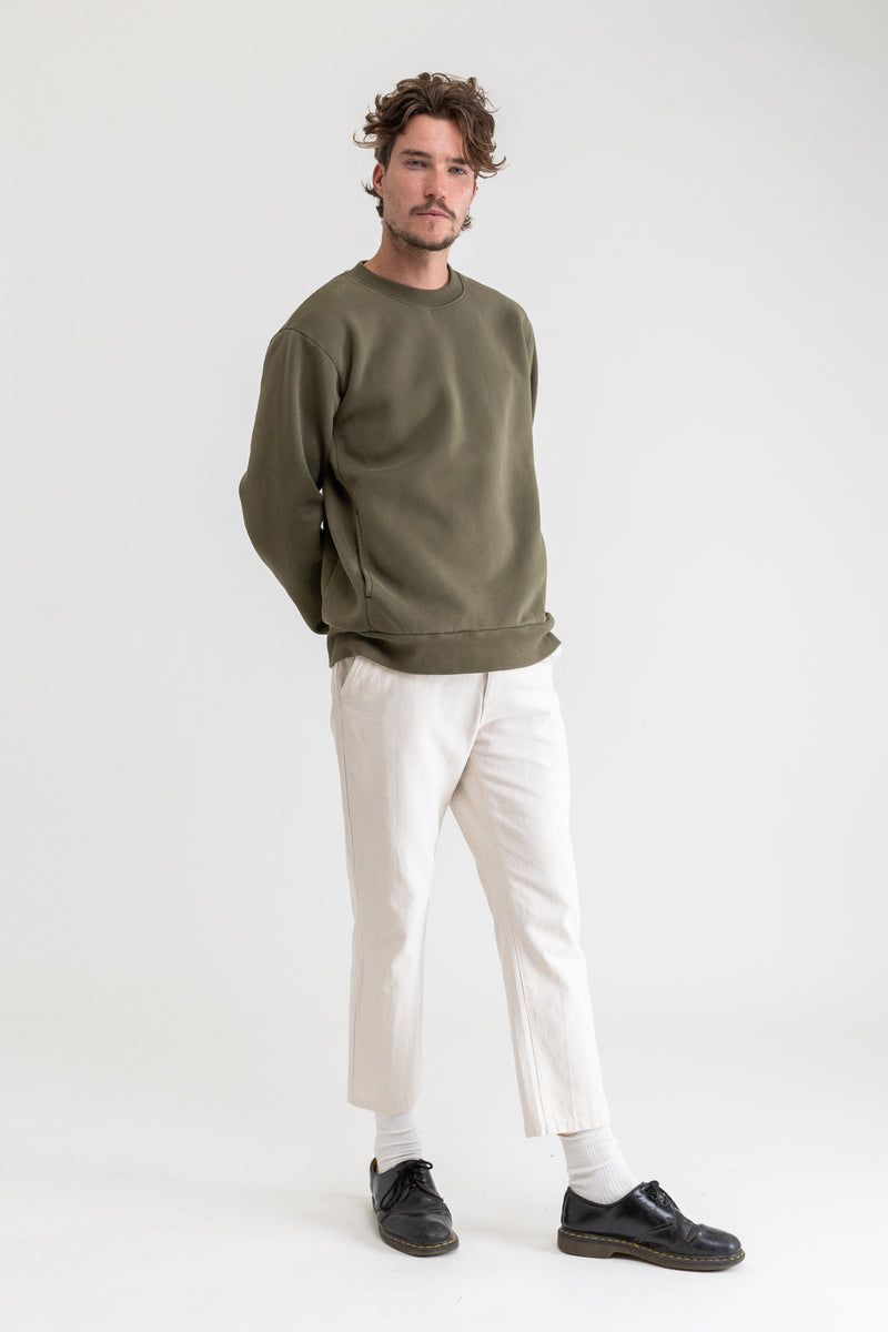 RHYTHM CLASSIC FLEECE CREW - OLIVE sold by OAK product image thumbnail 3