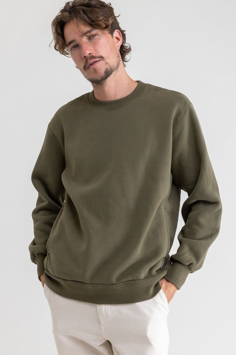 RHYTHM CLASSIC FLEECE CREW - OLIVE sold by OAK