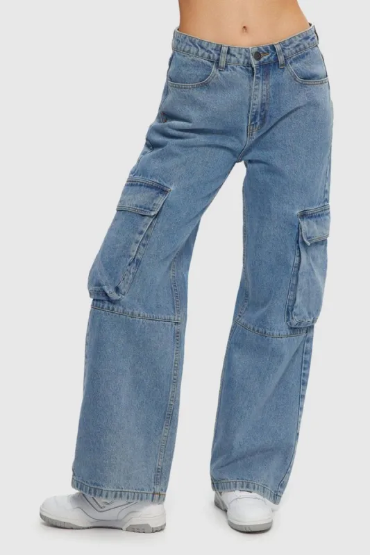 KUWALLA LOW RISE CARGO DENIM sold by OAK